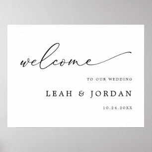 Poster Casamento Bem-vindo Caligrafia Minimalista Moderna
