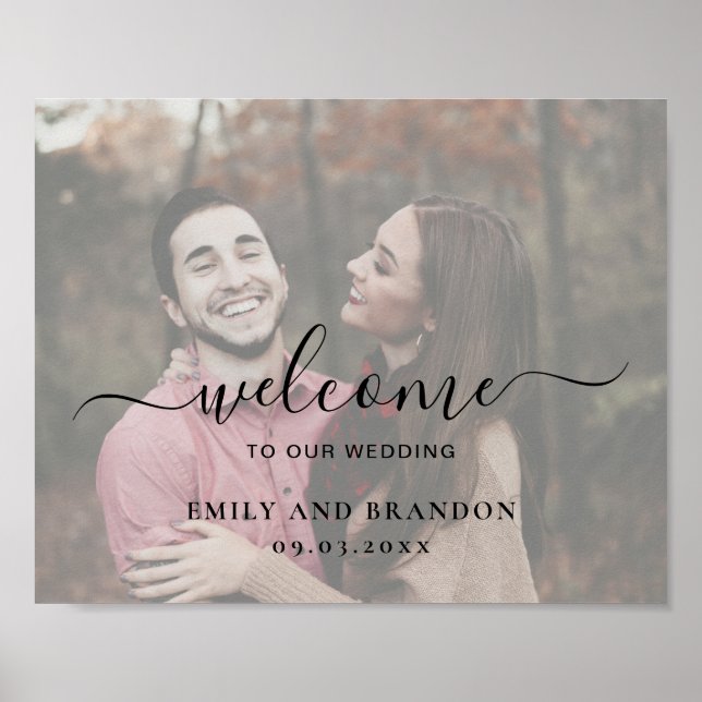 Poster Casamento Bem-vindo Foto Simples Elegante Moderno (Frente)