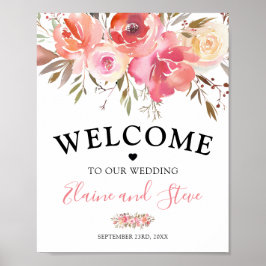 Poster Casamento bonito de Boas-vindas Florais de Salmão