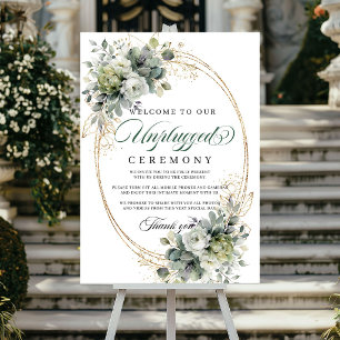 Poster Casamento Botânico Branco Verde Cerimônia Desconec