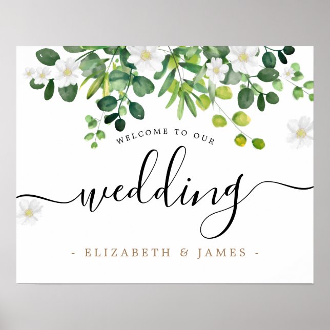 Poster Casamento Botânico de Verdura com Roteiro Simples  (Frente)