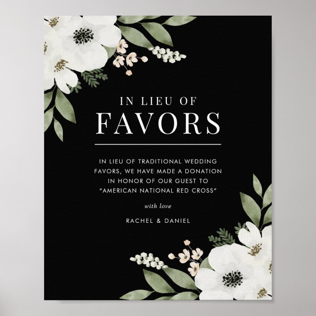 Poster Casamento Botânico Floral Elegante Em Vez De Favor (Frente)