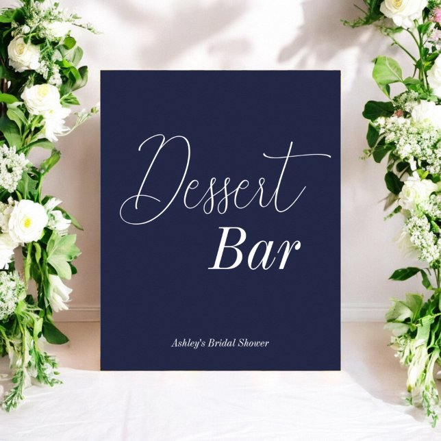Poster Casamento Branco Azul Bar de Sobremesa (Criador carregado)