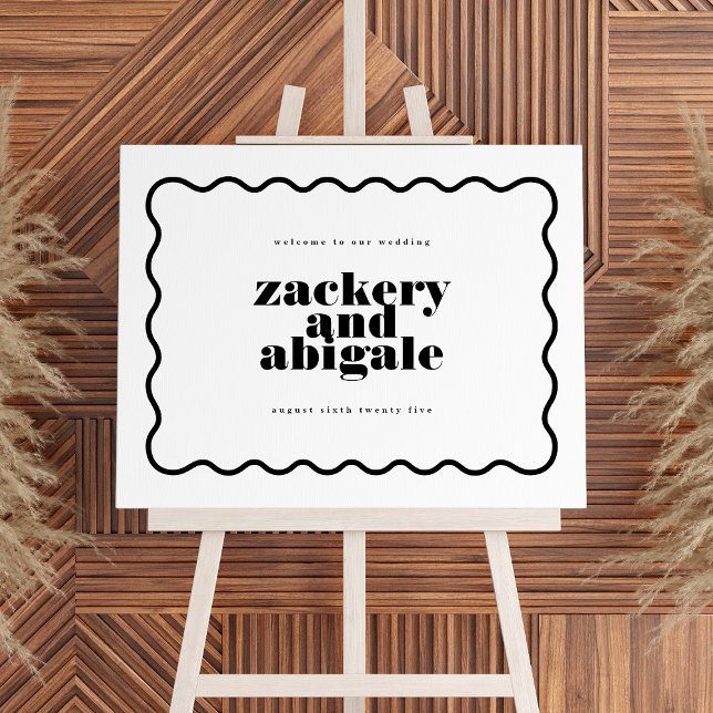 Poster Casamento Branco Preto com Moldura de Linha Branca (Criador carregado)