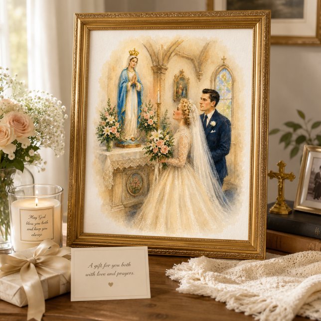 Poster Casamento Católico visitando o Altar Mariano (Criador carregado)