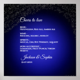 Poster Casamento celestial Menu Meia-Noite de Lua cheia e