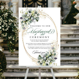 Poster Casamento Cerimônia Desconectada Aquarela Verde Em