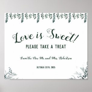 Poster Casamento Chá de Noiva Eucalipto Amor é Doce