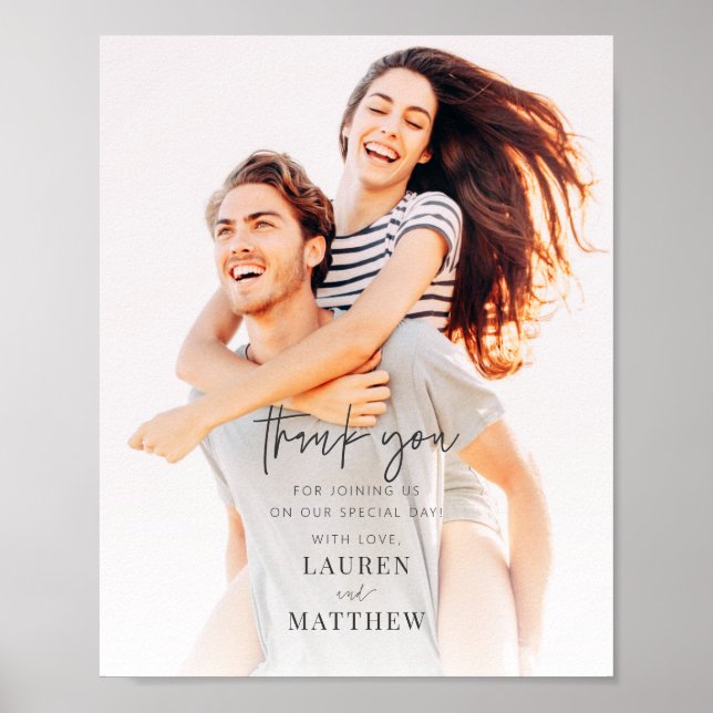 Poster Casamento Chic Moderno Simples Obrigado (Frente)