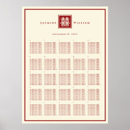 Pôster Casamento Chinês de Dupla Felicidade do Logotipo Q