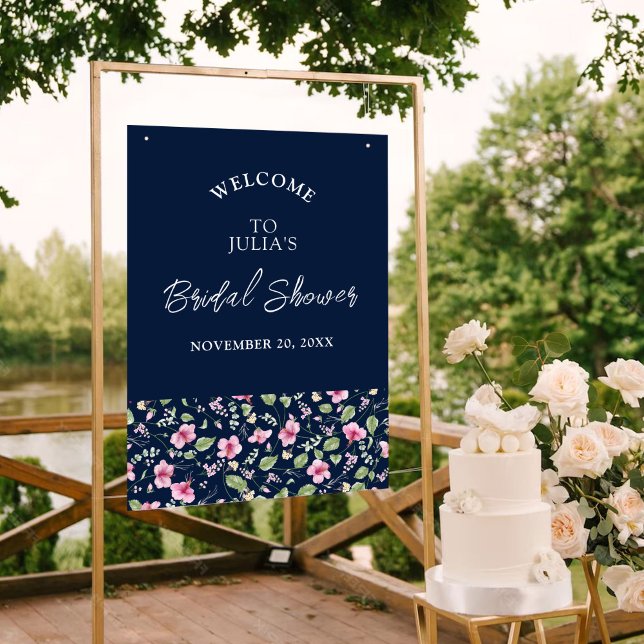 Poster Casamento Chuva de Pétalas de Hibisco Rosa Azul Na (Criador carregado)