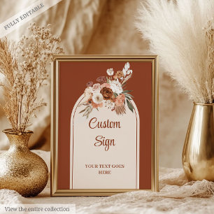 Poster Casamento clássico do Arco Terracotta Pampas Sage
