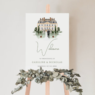 Poster Casamento Clássico em Aquarela em Mansão Inglesa