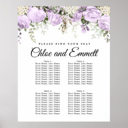Poster Casamento com 4 Mesas Roxo Grande