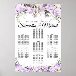 Poster Casamento com 7 Mesas de Roxo Grande