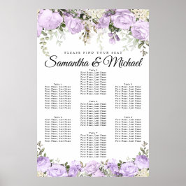 Poster Casamento com 7 Mesas de Roxo Grande
