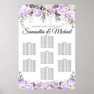 Poster Casamento com 7 Mesas de Roxo Grande