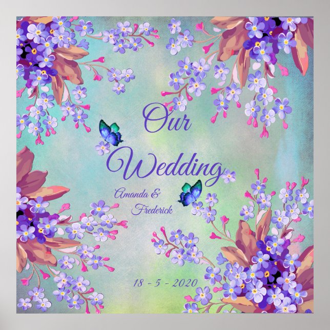 Poster Casamento com Flor de Lavanda Lilac (Frente)