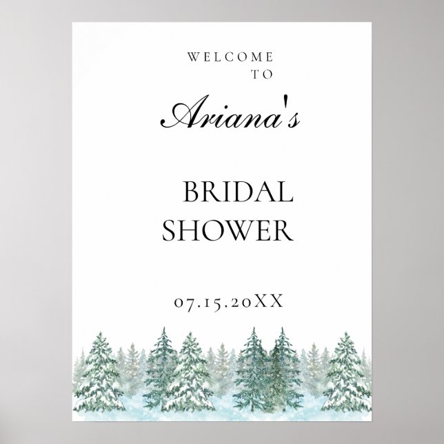 Poster Casamento com Floresta de Pinheira Aquarela (Frente)