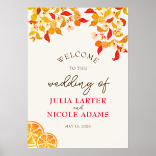 Poster Casamento com Folhagem de Limão Fresco e Cítrico