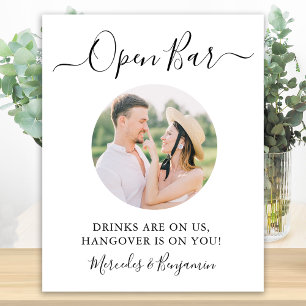Poster Casamento com Foto Personalizada e Bar Aberto Eleg
