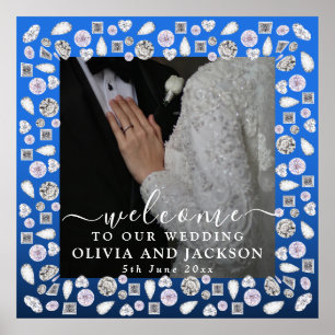 Poster Casamento com Lente de Diamante Azul de Silver Ele