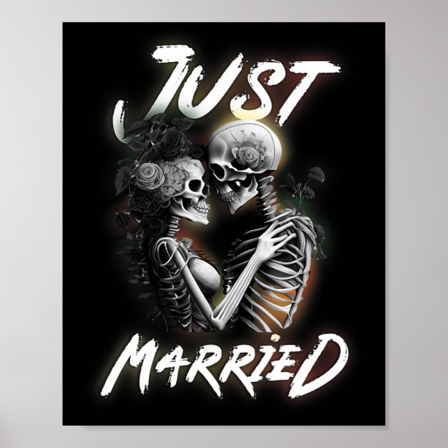 Poster Casamento Com Noiva De Esqueleto De Halloween E Ca (Frente)