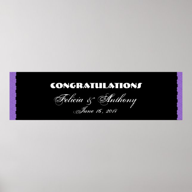 Poster Casamento com rendas de Damasco roxo ou faixa de N (Frente)