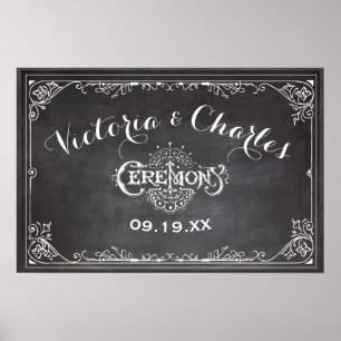 Pôster Casamento com Tipografia Vintage Chalkboard