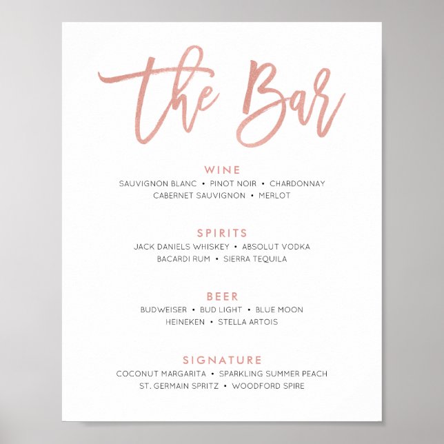 Poster Casamento Conto de Fadas Moderno Sinal de Menu do  (Frente)