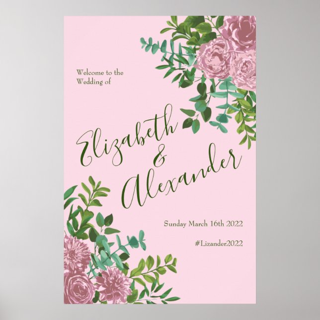 Poster Casamento da primavera do Jardim das Rosas Rosa (Frente)