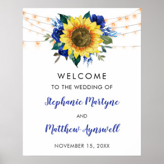 Poster Casamento das Luzes das Cordas Florais de Sunflowe