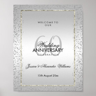 Poster Casamento de 60 Diamantes de na moda Silver Confet