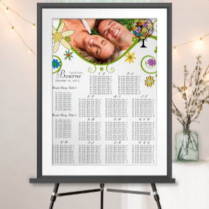 Poster Casamento de Árvore Flor no Círculo de Floresta Má
