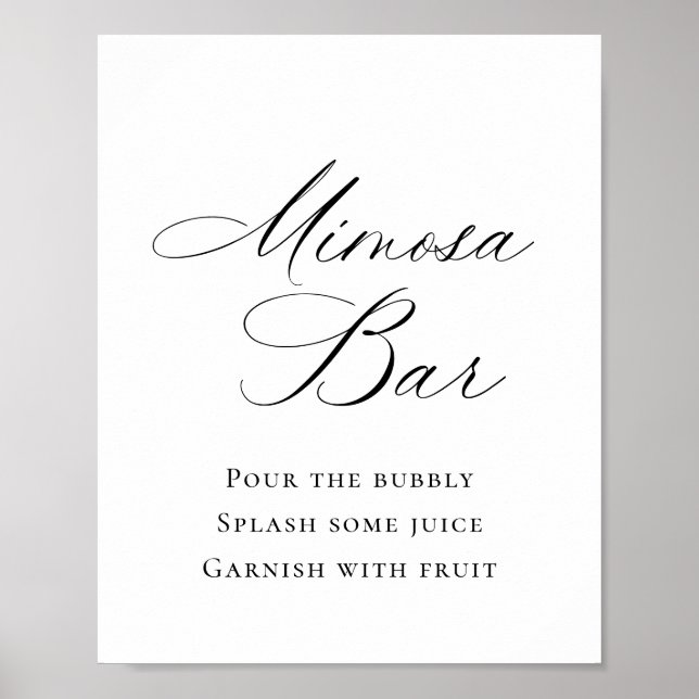 Poster Casamento de Bar Mimosa Simples e Elegante (Frente)