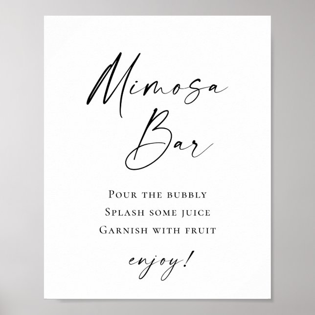 Poster Casamento de Bar Mimosa Simples e Elegante (Frente)