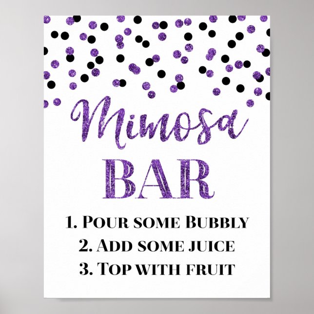 Poster Casamento de Bar Purple Dourado Confetti Mimosa (Frente)