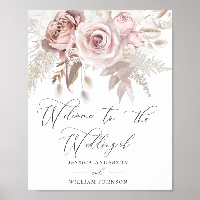 Poster Casamento de Blush de Rosa Dusty, Designer de Tend (Frente)