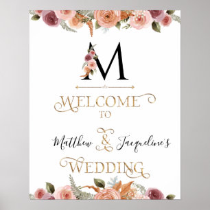 Poster Casamento de Boas-Vindas à Caligrafia Dourada do