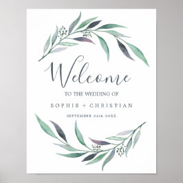 Poster Casamento de Boas-vindas a Eucalyptus Roxo e Verde