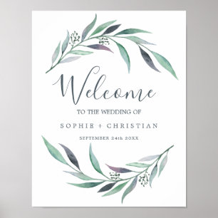 Poster Casamento de Boas-vindas a Eucalyptus Roxo e Verde
