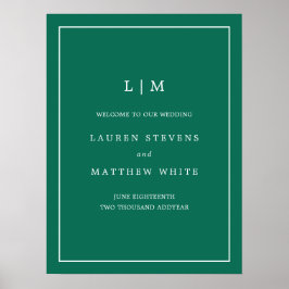 Poster Casamento de Boas-vindas ao Monograma Jewel Tone E
