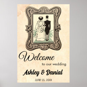 Poster Casamento de boas-vindas ao noivo da Vintage Retro