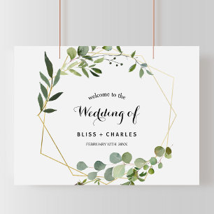 Poster Casamento de Boas-Vindas às Folhas Verde Tropicai