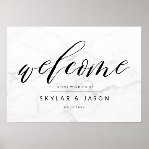 Poster Casamento de Boas-vindas com Marble e Black Script