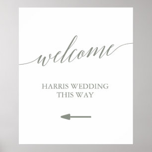 Poster Casamento de Boas-vindas da Elegant Sage Green Cal