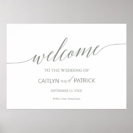 Poster Casamento de Boas-vindas da Elegant Sage Green Cal