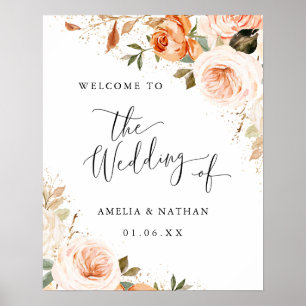 Poster Casamento de Boas-vindas da Flor de Água de outon
