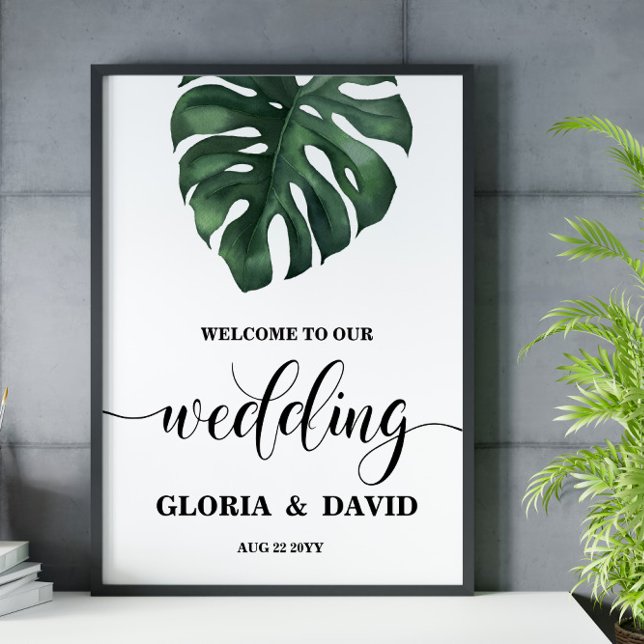 Poster Casamento de Boas-vindas da Monstera Verde (Criador carregado)