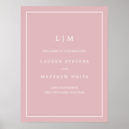 Poster Casamento de Boas-vindas Elegante Rosa-Rosa-Rosa-D
